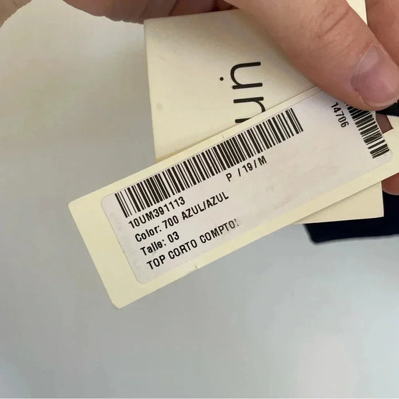 NWT Uma Top Corto Compton Cross Back Bow Tie Navy Blue Classic Womens Small 3 - Picture 6 of 8